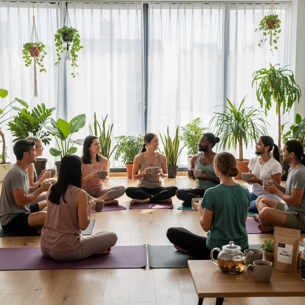 Ručne vyrábané čajové šálky s jedinečnými vzormi na pozadí prírody.