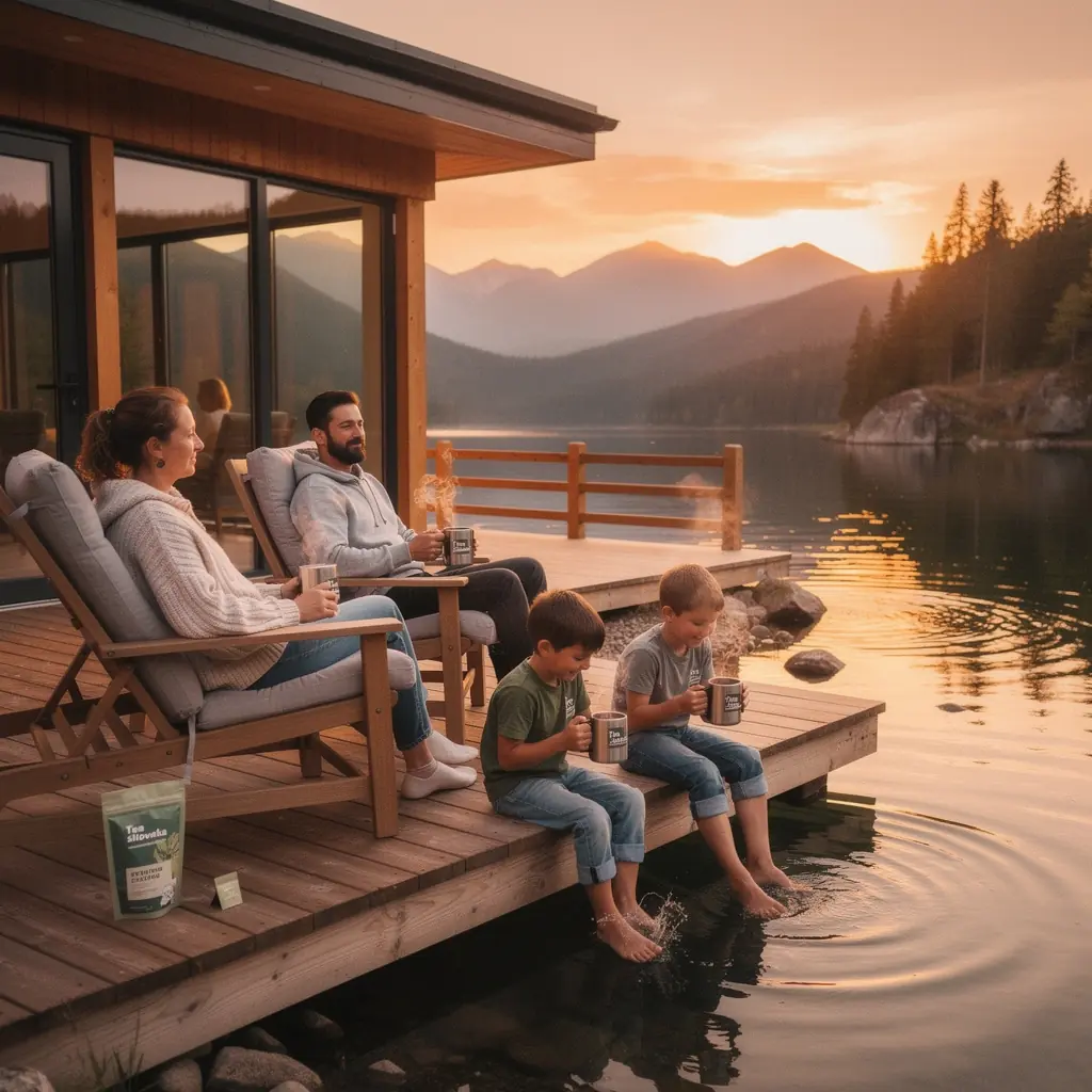 Harmónia a pokoj vyžarujúca z pohľadu na čajovú ceremóniu v záhrade.